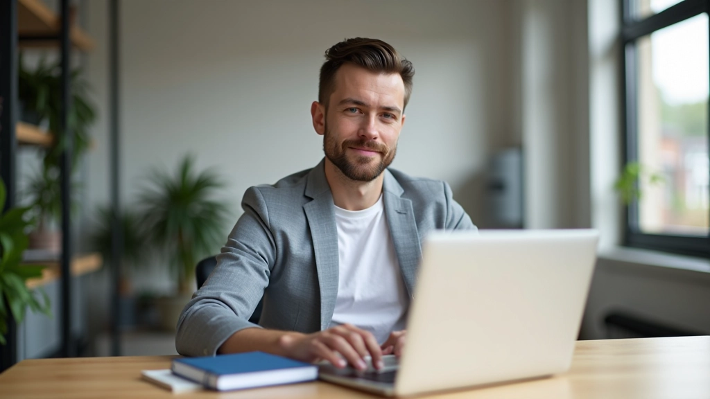 Freelancer aan bureau met laptop en notities, werkend aan persoonlijke branding strategie