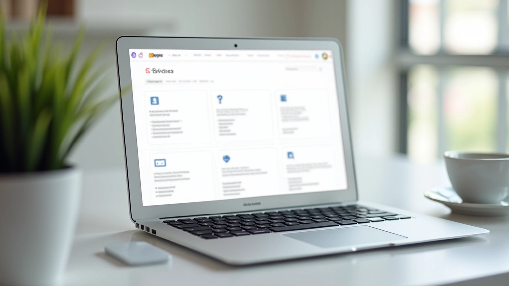 Laptop scherm met duidelijk gestructureerde diensten sectie en iconen