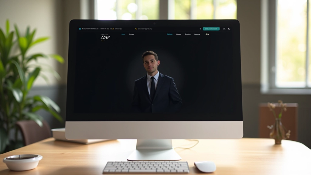 Professionele website homepage op desktop met donkere achtergrond en minimalistisch ontwerp